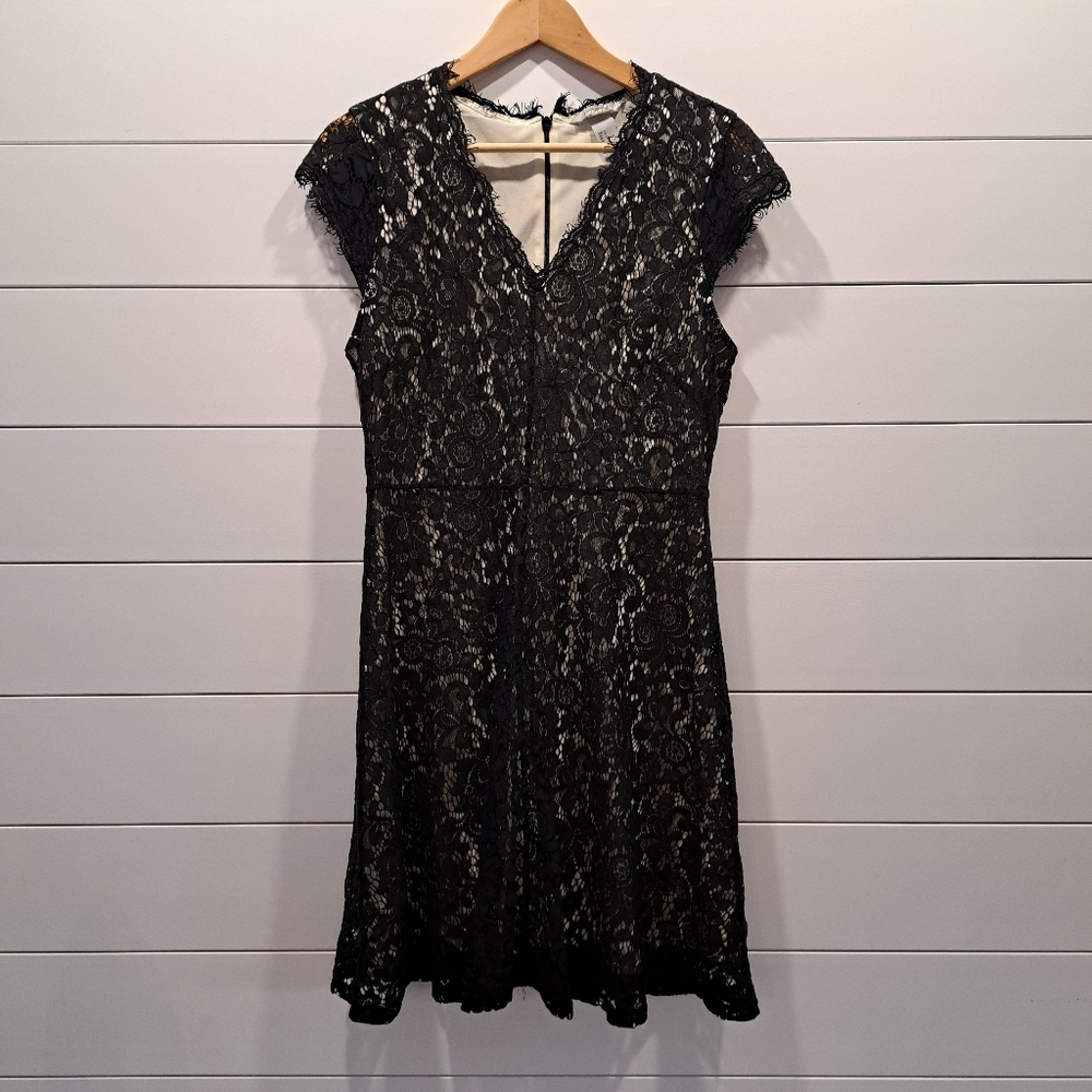 H&M Black Lace Romantic Coquette Goth Party LBD Dress Womens M